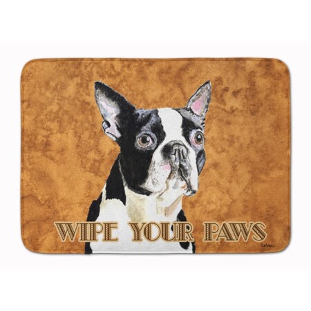 Carolines Treasures Boston Terrier Wipe Your Paws Machine Washable Memory Foam Mat SC9140RUG